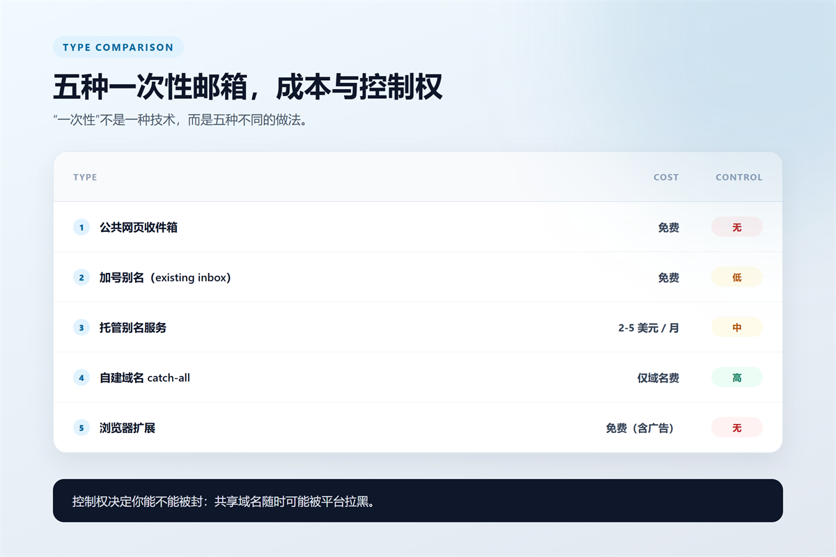 一次性邮箱 type matrix: cost and control compared
