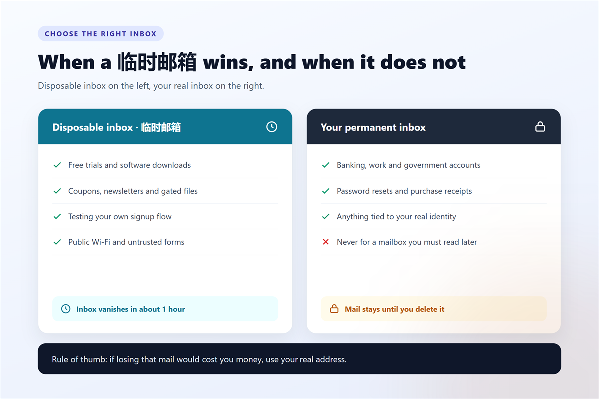 Disposable 临时邮箱 compared with a permanent inbox